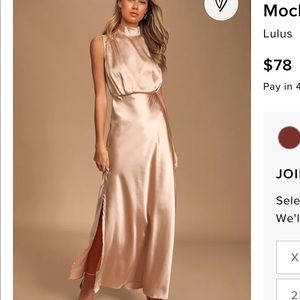 Classic Elegance Champagne Satin Maxi Dress